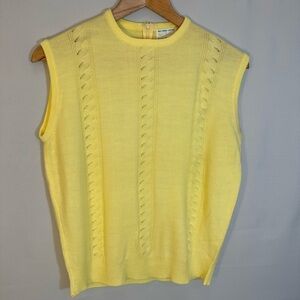 Fally Fashioned Yellow Knit Sleeves Back Zip Vest Top Blouse Sweater EUR 38 US M